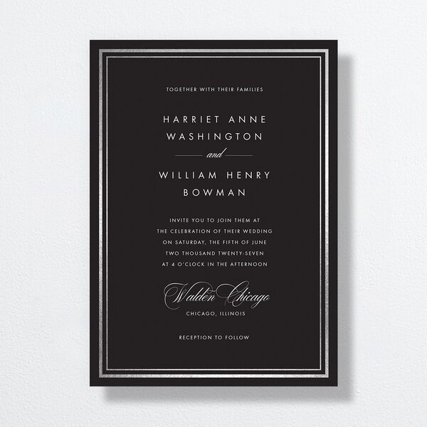 Polished Frame Wedding Invitations Silver Licorice Signature No Standard