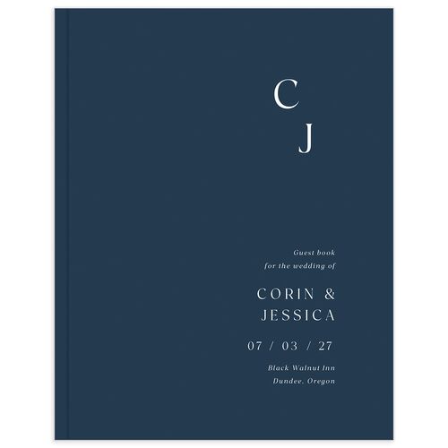 Refined Accent Wedding Guest Book Moody Blue