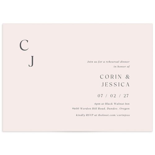 Refined Accent Rehearsal Dinner Invitations Soft Pink Double thick Blank