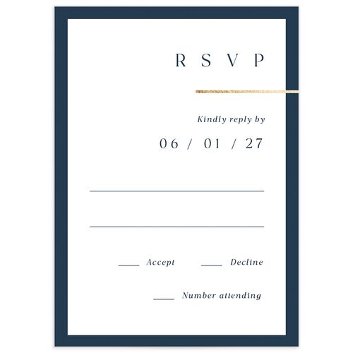 Refined Accent Wedding Response Cards Gold Moody Blue Signature