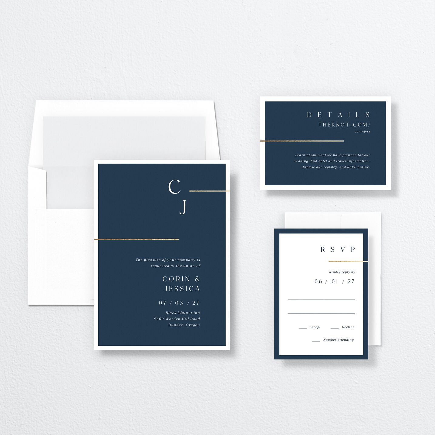 Refined Accent Wedding Invitations | The Knot