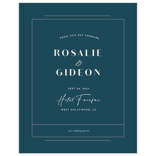Refined Frame Wedding Guest Book Moody Blue