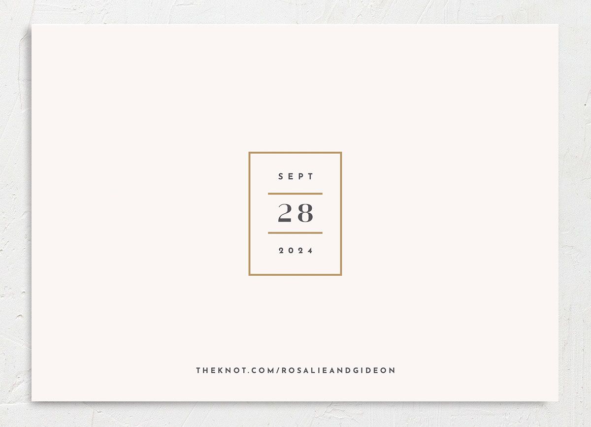 Refined Frame Save The Date Cards Gold Snow Signature smooth No
