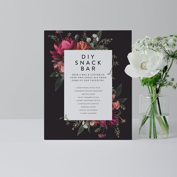 Blooming Botanical Menu Bended Tabletop Sign X-small Midnight Standard Plastic XS Tabletop Menu