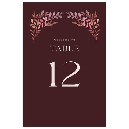 Greenery Altar Table Numbers Burgundy Signature