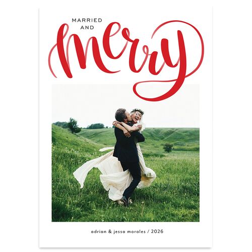 Painted Merry Holiday Cards Ruby Signature Blank Standard