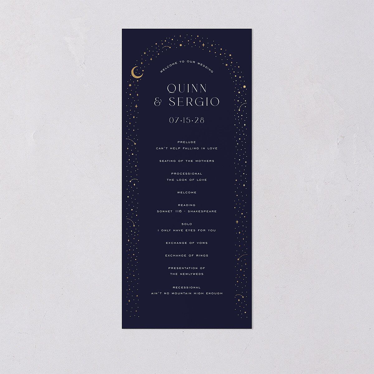 Celestial Arch Wedding Programs Gold Navy Signature
