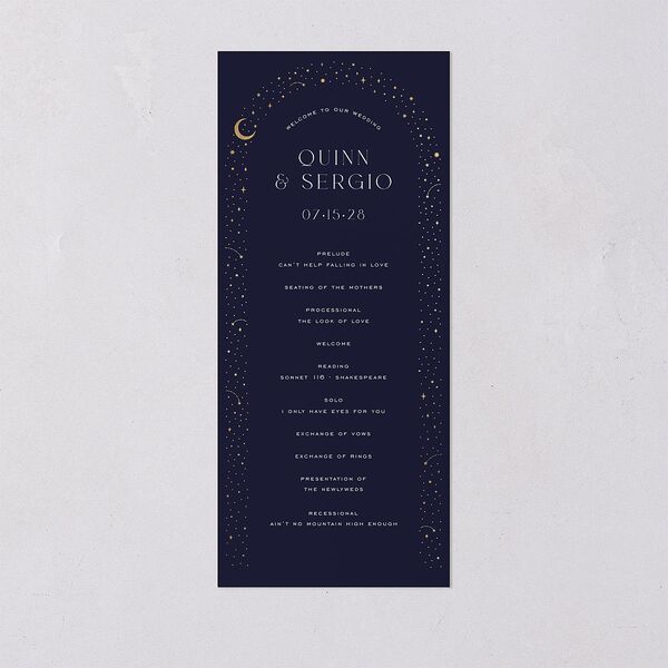 Celestial Arch Wedding Programs Gold Navy Signature