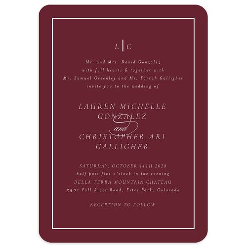 Lasting Frame Wedding Invitations Merlot Signature Blank No Rounded