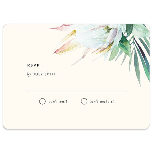 Palm and Protea Wedding Response Cards Sky Signature Rounded
