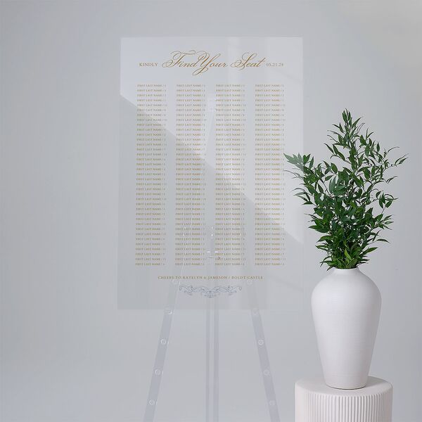 Romantic Rococo Acrylic Seating Chart Large Dusty Blue Standard Acrylic L Seating