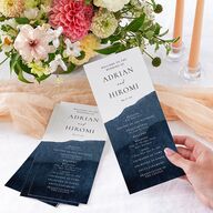 Layered Watercolor Wedding Programs Navy Signature