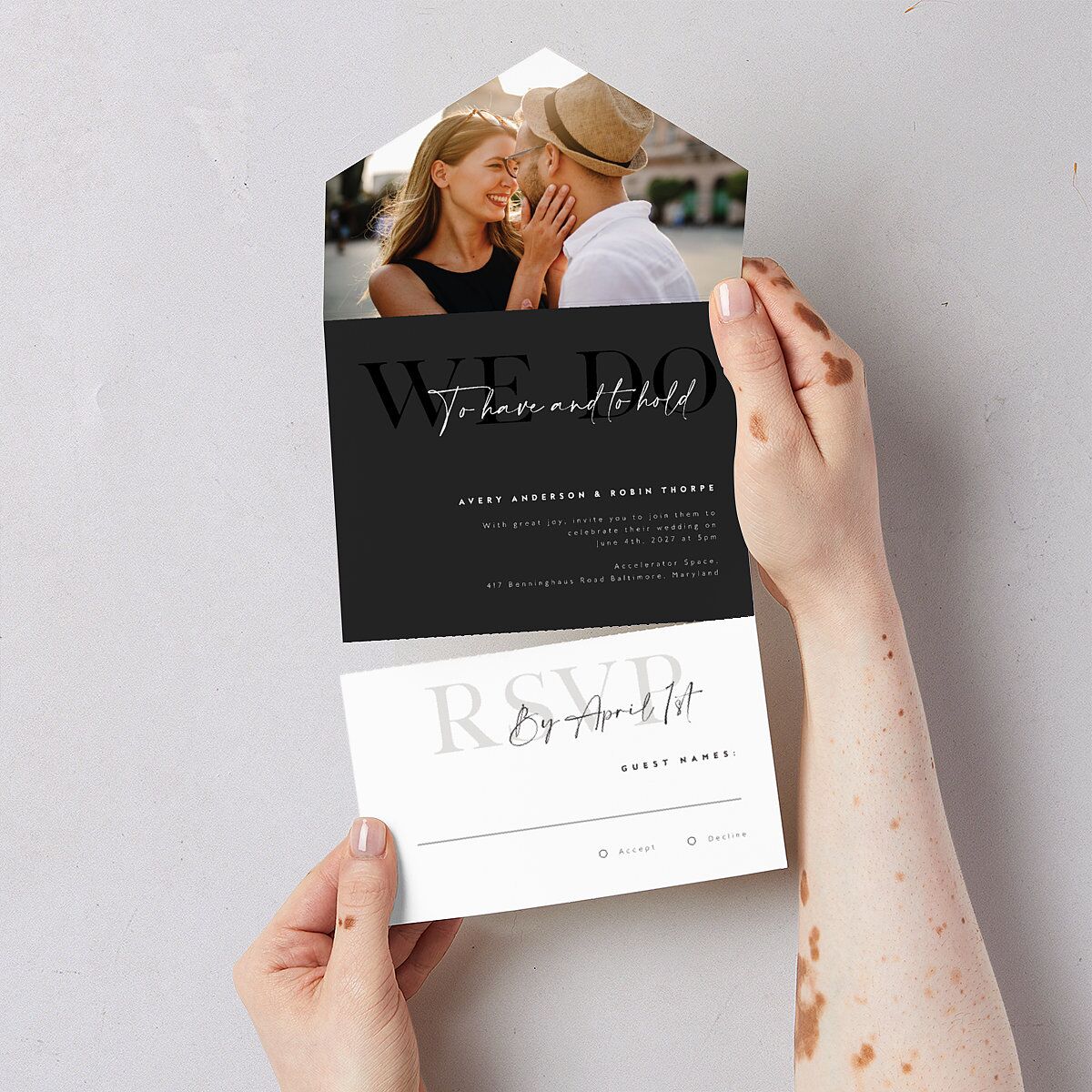 Modern Vow All-in-One Wedding Invitations — view 3