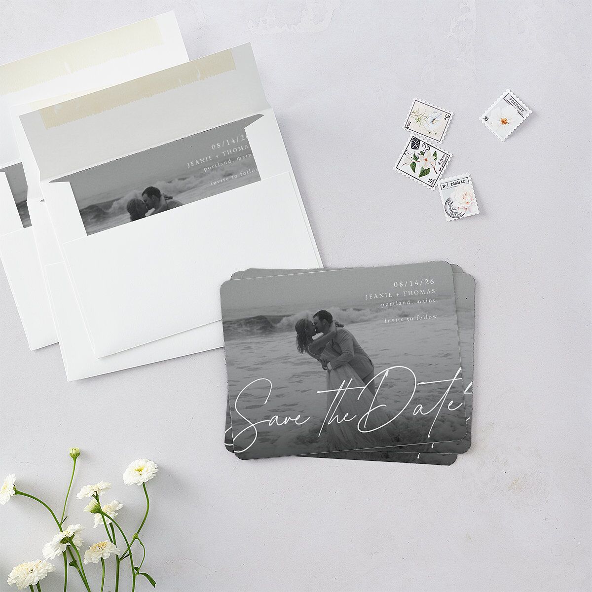 Gilded Corner Save The Date Magnets Pure White Magnet Paper