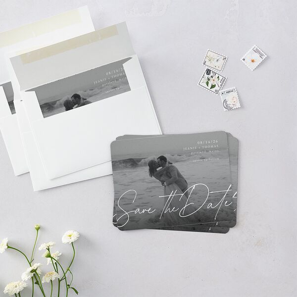 Gilded Corner Save The Date Magnets Pure White Magnet Paper