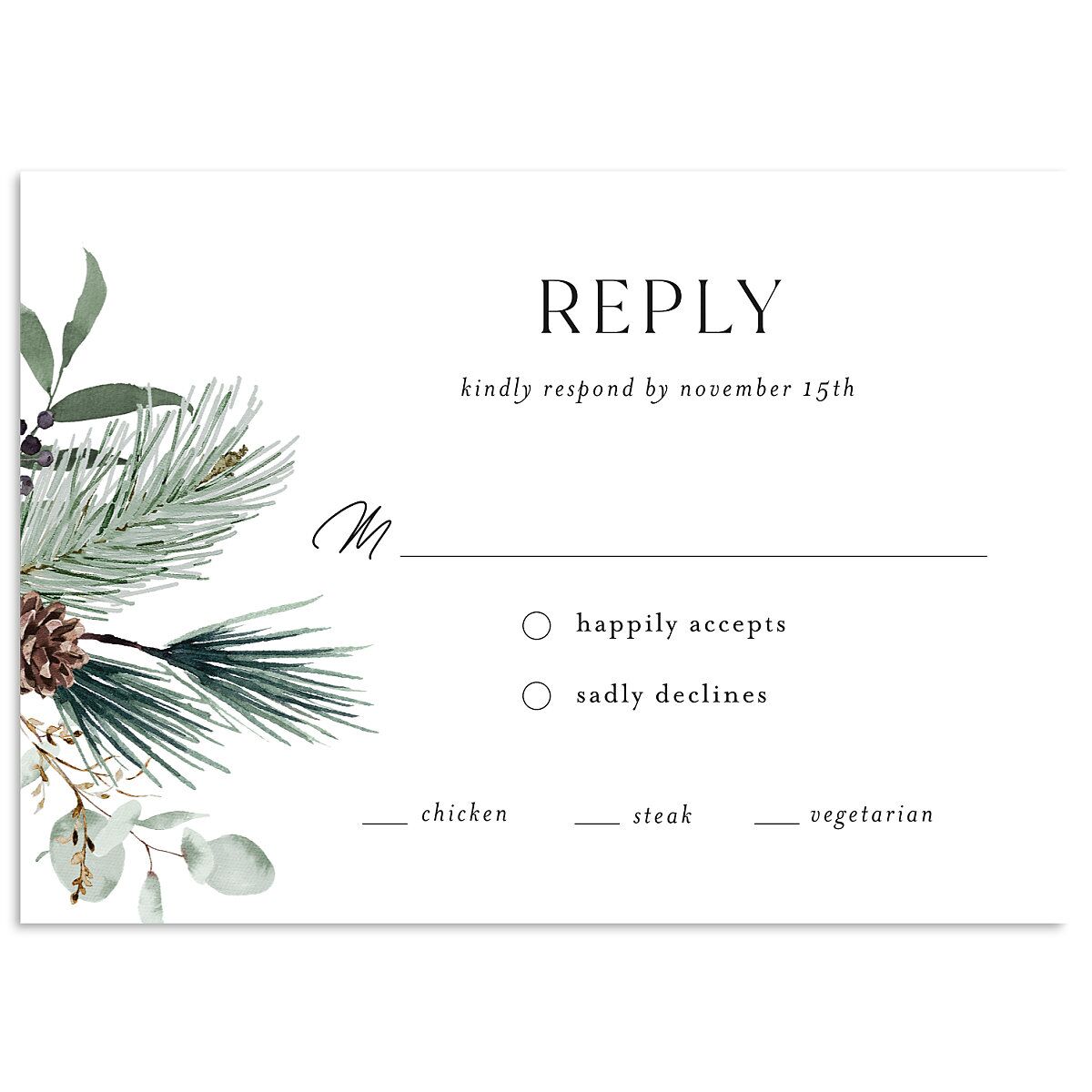 Rustic Pine Wedding Response Cards