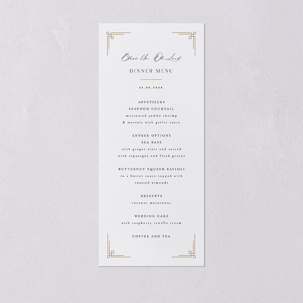 Church Cross Menus Pure White Signature