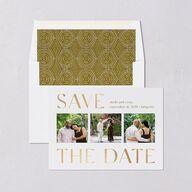 Gilded Sahara Pattern Save the Date Cards Gold Umber Signature smooth Blank No Standard