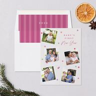 Baby's First New Year Instant Film Confetti Holiday Cards Mulberry Signature Blank Portrait  Standard