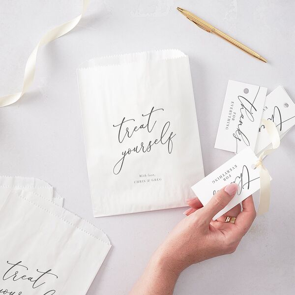 Romantic Calligraphy Favor Gift Tags Silver Signature