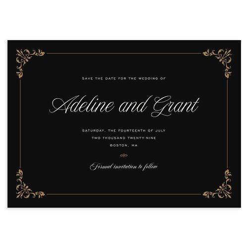Old Money Save the Date Cards Midnight Signature smooth Blank No Standard