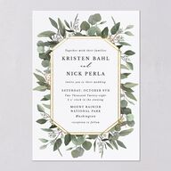 Eucalyptus Frame Wedding Invitations No Foil Pure White Signature Blank No Standard