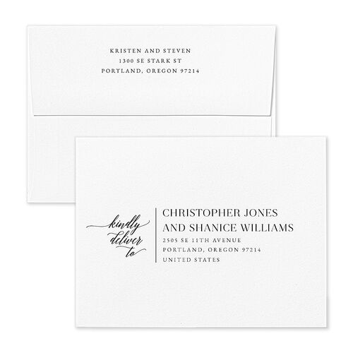Painted Minimal Thank You Card Envelopes White Midnight Both Recipient and Return Addresses Signature Standard