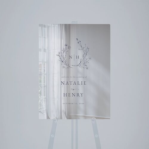 Natural Monogram Mirrored Acrylic Welcome Sign Medium Midnight Navy Mirrored Acrylic M Welcome Standard