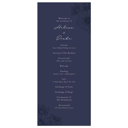 Rustic Botanical Frame Wedding Programs Navy Signature