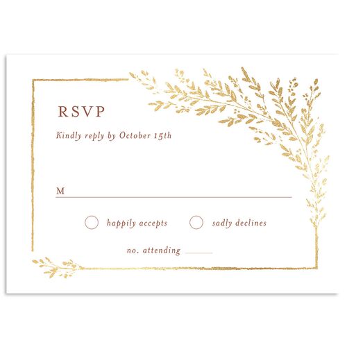 Exquisite Branches Botanical Wedding Response Cards Gold Copper Signature Standard