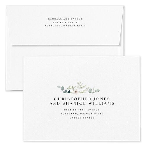 Elegant Anemone Wedding Invitation Envelopes Blue Champagne Return Address Standard Signature
