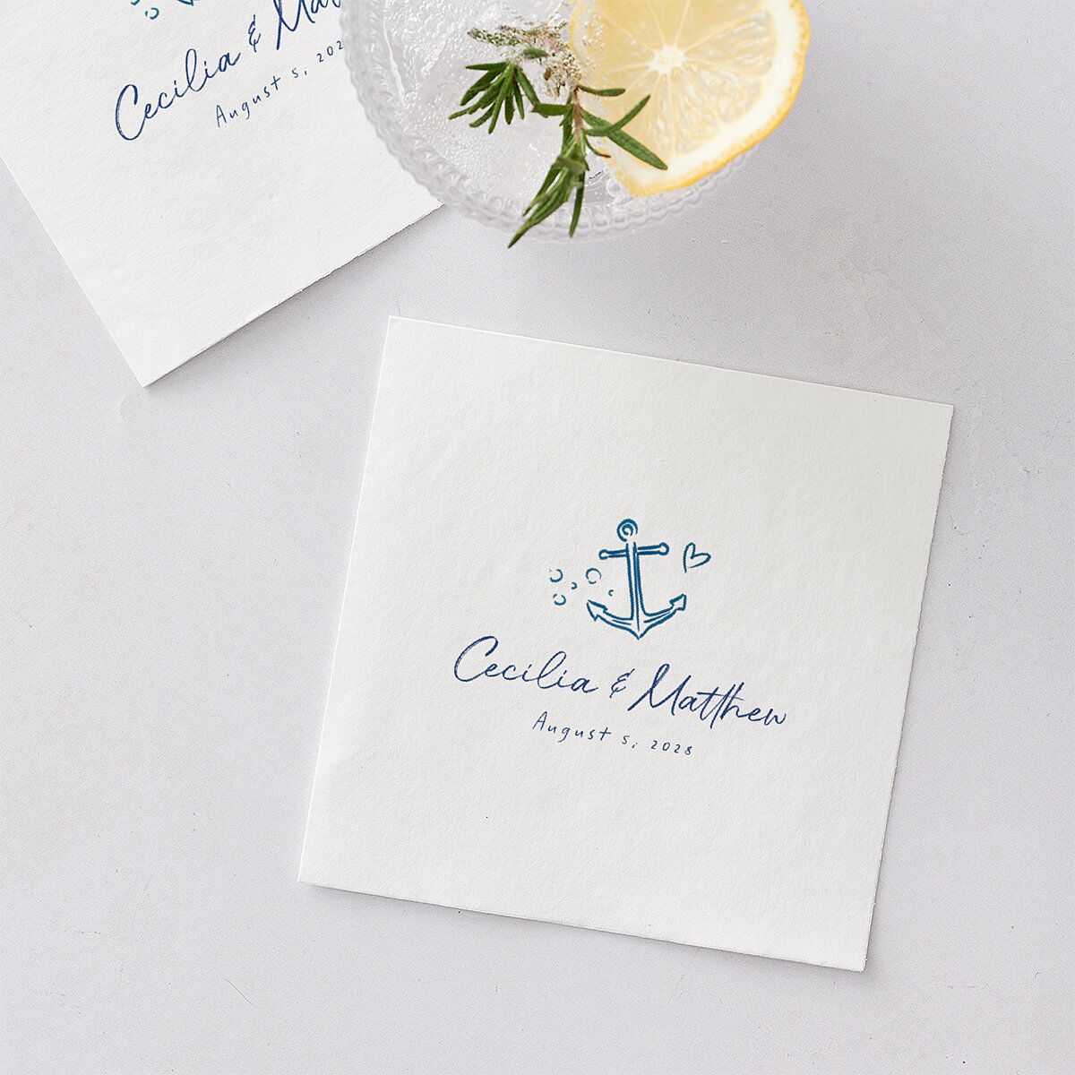 Nautical Border Cocktail Napkins French Blue Napkin Uncoined
