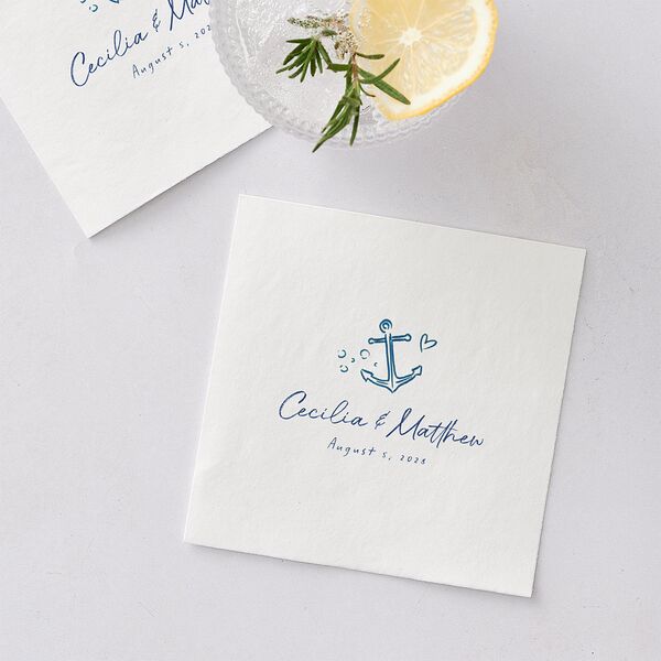 Nautical Border Cocktail Napkins French Blue Napkin Uncoined