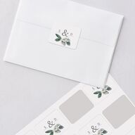 Elegant Greenery Wedding Stickers Pure White Rounded