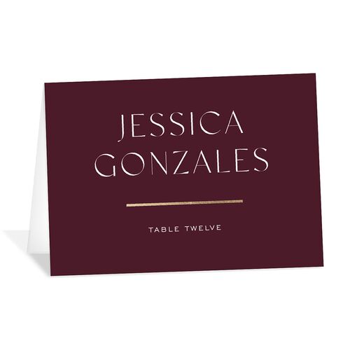 Just Us Foil Place Cards Gold Bordeaux Signature