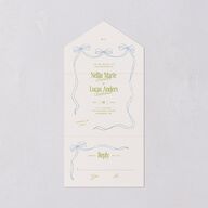 Modern Delicate Bows All-in-One Wedding Invitations Peridot Signature Light Both Recipient and Return Addresses No