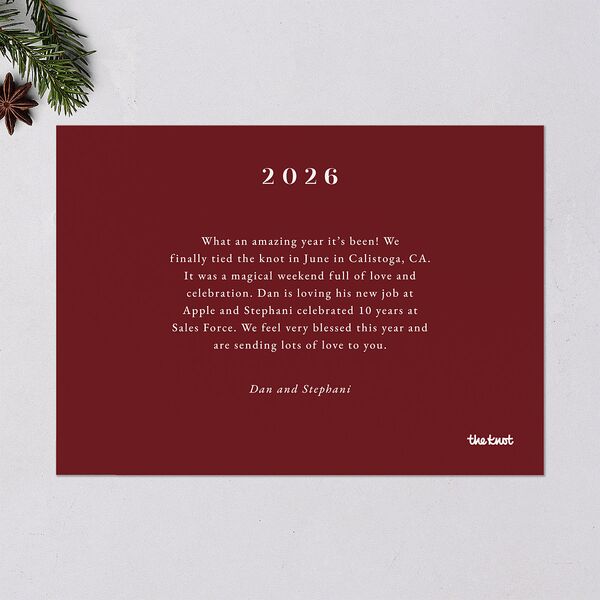 Holiday Floral Holiday Cards Maroon Signature Blank Landscape Standard