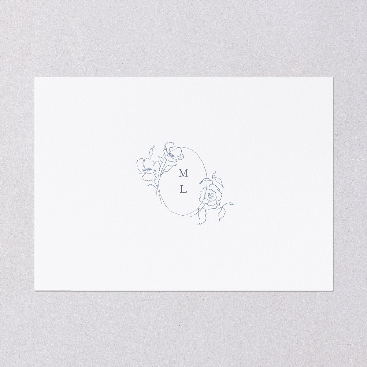 Floral Adornment Wedding Invitations Dusty Blue Signature Blank No Standard