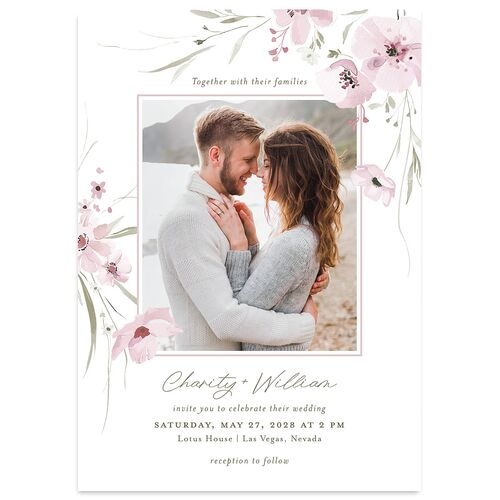 Floral Photo Wedding Invitations Amethyst Signature Blank No Standard