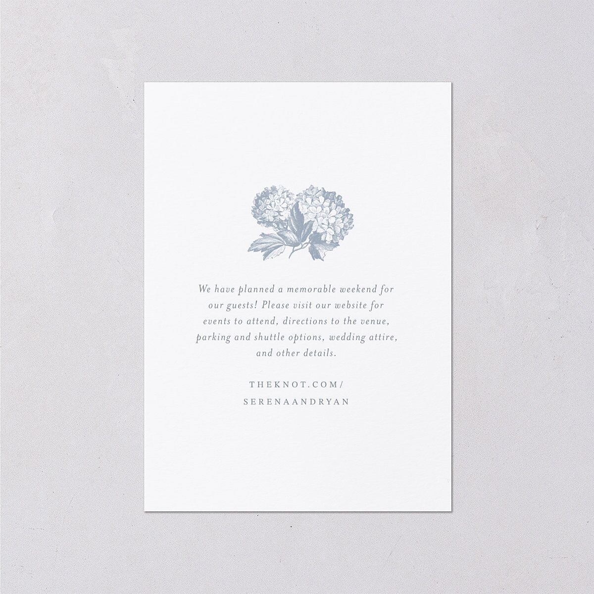 Vintage Hydrangea Garden Crest Wedding Enclosure Cards Slate Signature Standard