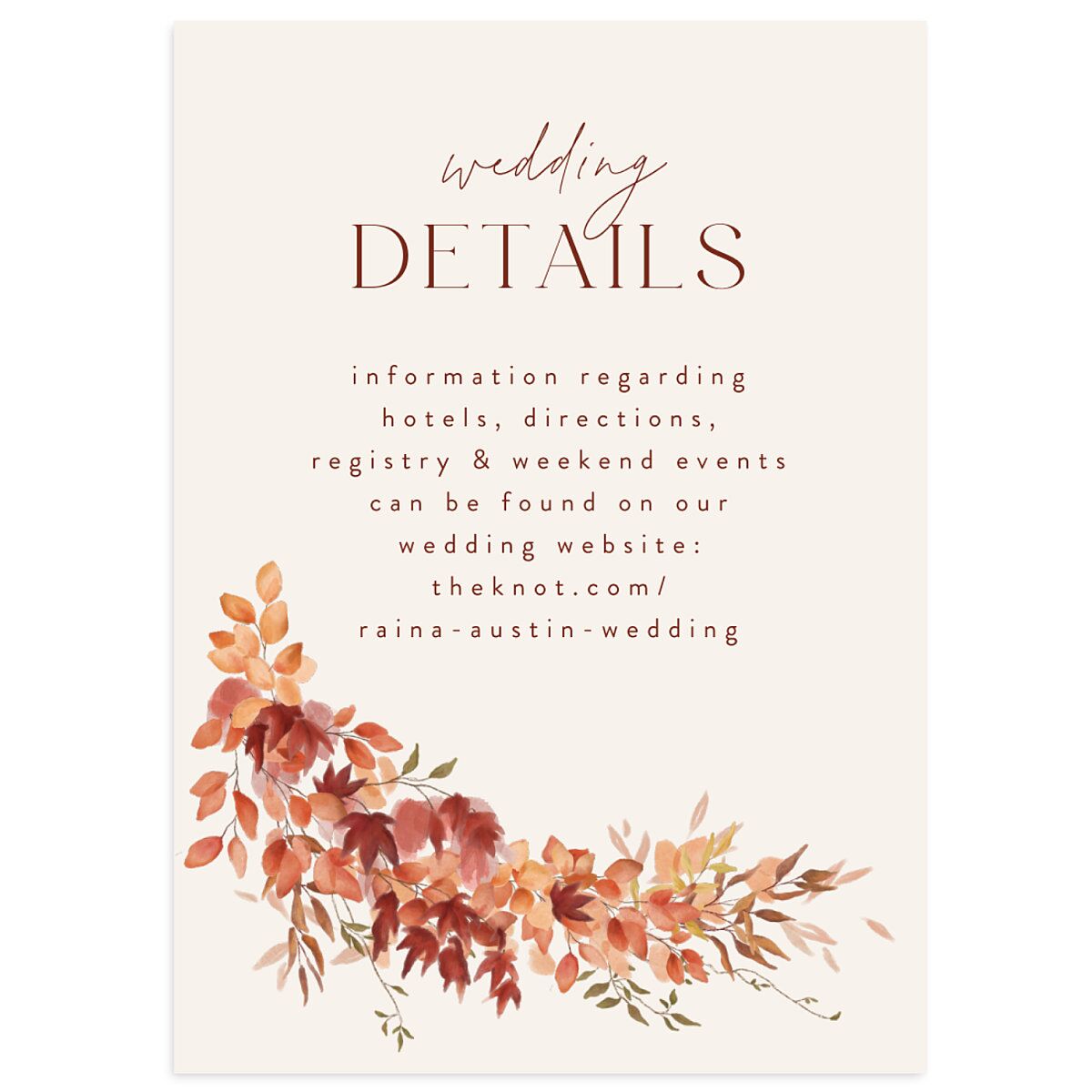 Harvest Crescent Wedding Enclosure Cards