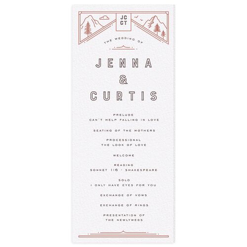 Iconic Mountain Wedding Programs Burgundy Signature