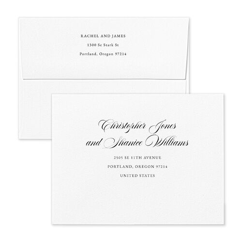 Luxe Monogram Thank You Card Envelopes White Pure White Return Address Signature Standard