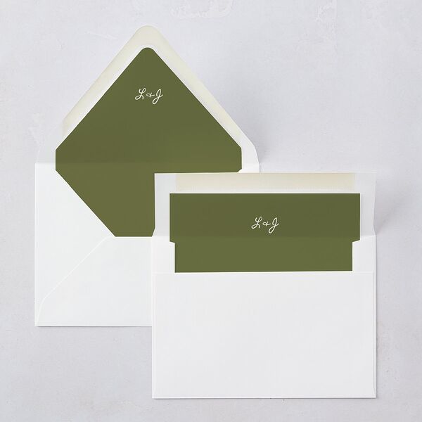 Hand Drawn Heart Photo Euro Envelope Liners Moss Luxe