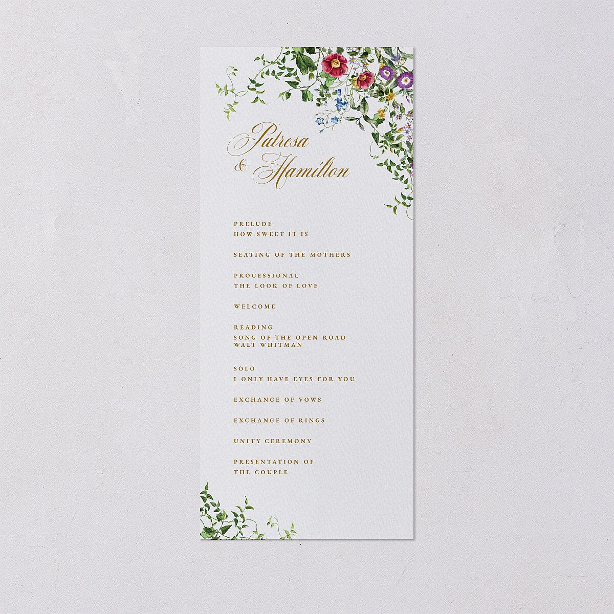 Opulent Garden Wedding Programs — view 1