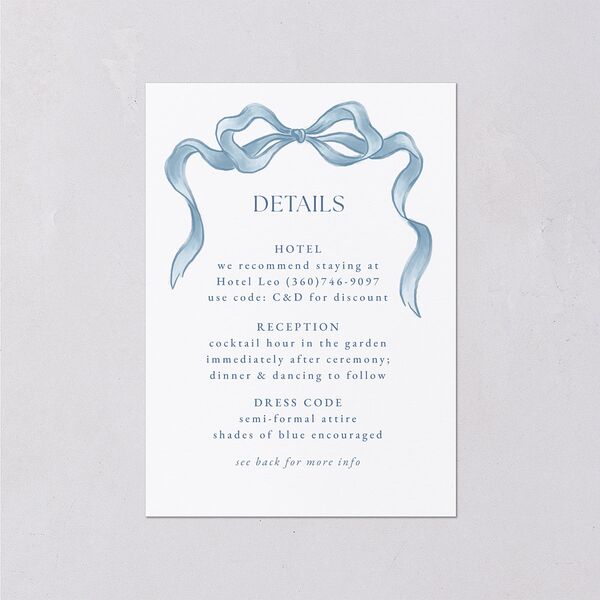 Vintage Bow Wedding Enclosure Cards Regency Blue Signature Standard
