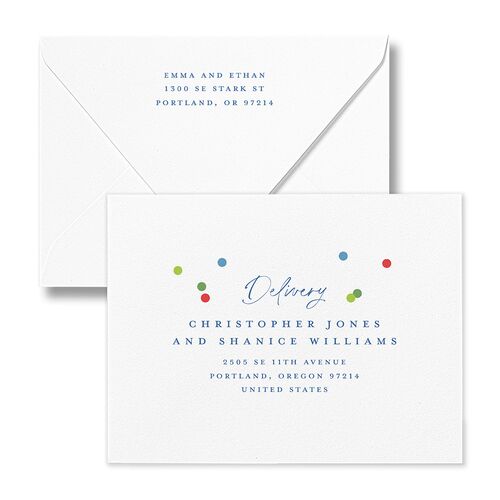 Instant Film Christmas Confetti Thank You Card Euro Envelopes White Aquamarine Both Recipient and Return Addresses Luxe Signature