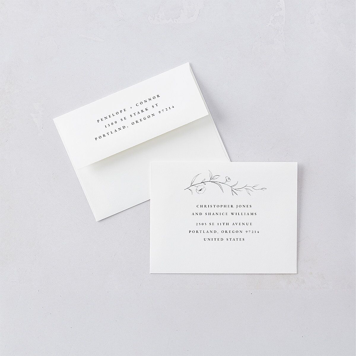 Graceful Botanical Thank You Cards Shadow Gray
