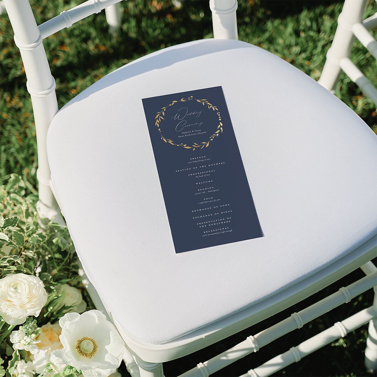 Stefana Crowns Wedding Programs Gold Moody Blue Signature