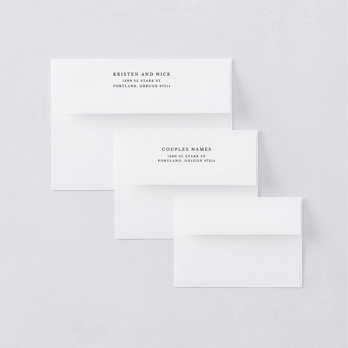 Eucalyptus Frame Wedding Invitation Envelopes Standard Pure White White Both Recipient and Return Addresses Signature
